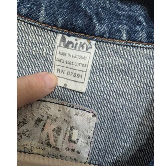 VINTAGE kool kids‎ 80s theme blue jean denim jacket sz S Mariner's Club - Picture 5 of 13